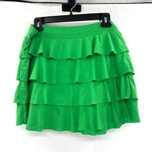 No Boundaries Green Layered Ruffled Pull On Skirt Women's XL